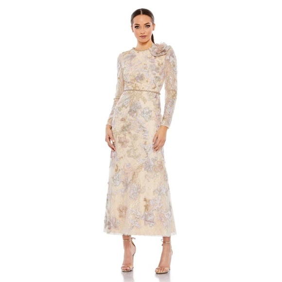 Mac Duggal 11329 NWOT EMBELLISHED HIGH NECK LONG SLEEVE DRESS
